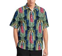 famesale Camisas para Hombre Impresas en 3D de Nuestra Señora de Guadalupe Blusas y Tops con Estampados de Flores de Colores María Dios y Jesús