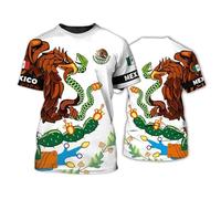 famesale Camiseta del Día de la Independencia de México para Hombre Camiseta con Estampado 3D de la Bandera Mexicana Tallas Grandes Camisetas de Manga Corta y Cuello Redondo para Hombre