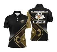 famesale Camiseta Polo de impresión 3D para Hombres y Mujeres de Billar con Las Bolas No. 8 y No. 9, Camiseta gráfica de Snooker, Top Deportivo Casual para Jugadores de Billar