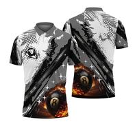famesale Camiseta Polo de impresión 3D para Hombres y Mujeres de Billar con Las Bolas No. 8 y No. 9, Camiseta gráfica de Snooker, Top Deportivo Casual para Jugadores de Billar