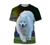 famesale Camisetas gráficas con diseño de Perro Samoyedo Impresas en 3D para Hombre y Mujer Camisetas Casuales de Manga Corta y Cuello Redondo con Motivos de Animales y Perros