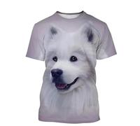 famesale Camisetas gráficas con diseño de Perro Samoyedo Impresas en 3D para Hombre y Mujer Camisetas Casuales de Manga Corta y Cuello Redondo con Motivos de Animales y Perros