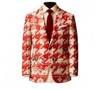 famesale Hombres Navidad Moda Blazers Chaqueta Traje Chaqueta con Navidad Copo de Nieve árbol de Navidad y muñeco de Nieve Traje Casual para Hombre