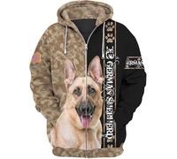 famesale If I Cant Bring My Dog Im Not Going Pastor Alemán Impreso 3D Sudadera con Capucha Hombres Mujeres Cremallera Chaqueta Casual Streetwear Sudadera