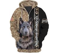 famesale If I Cant Bring My Dog Im Not Going Pastor Alemán Impreso 3D Sudadera con Capucha Hombres Mujeres Cremallera Chaqueta Casual Streetwear Sudadera