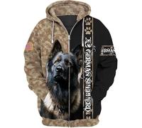 famesale If I Cant Bring My Dog Im Not Going Pastor Alemán Impreso 3D Sudadera con Capucha Hombres Mujeres Cremallera Chaqueta Casual Streetwear Sudadera