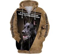 famesale If I Cant Bring My Dog Im Not Going Pastor Alemán Impreso 3D Sudadera con Capucha Hombres Mujeres Cremallera Chaqueta Casual Streetwear Sudadera