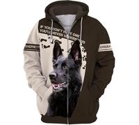 famesale If I Cant Bring My Dog Im Not Going Pastor Alemán Impreso 3D Sudadera con Capucha Hombres Mujeres Cremallera Chaqueta Casual Streetwear Sudadera