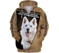 famesale If I Cant Bring My Dog Im Not Going Pastor Alemán Impreso 3D Sudadera con Capucha Hombres Mujeres Cremallera Chaqueta Casual Streetwear Sudadera