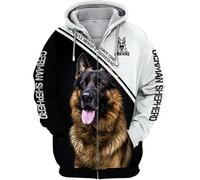 famesale If I Cant Bring My Dog Im Not Going Pastor Alemán Impreso 3D Sudadera con Capucha Hombres Mujeres Cremallera Chaqueta Casual Streetwear Sudadera