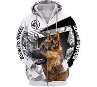 famesale If I Cant Bring My Dog Im Not Going Pastor Alemán Impreso 3D Sudadera con Capucha Hombres Mujeres Cremallera Chaqueta Casual Streetwear Sudadera