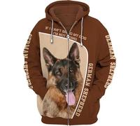 famesale If I Cant Bring My Dog Im Not Going Pastor Alemán Impreso 3D Sudadera con Capucha Hombres Mujeres Cremallera Chaqueta Casual Streetwear Sudadera