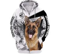 famesale If I Cant Bring My Dog Im Not Going Pastor Alemán Impreso 3D Sudadera con Capucha Hombres Mujeres Cremallera Chaqueta Casual Streetwear Sudadera