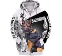 famesale If I Cant Bring My Dog Im Not Going Pastor Alemán Impreso 3D Sudadera con Capucha Hombres Mujeres Cremallera Chaqueta Casual Streetwear Sudadera