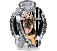 famesale If I Cant Bring My Dog Im Not Going Pastor Alemán Impreso 3D Sudadera con Capucha Hombres Mujeres Cremallera Chaqueta Casual Streetwear Sudadera