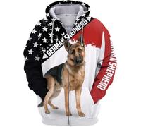 famesale If I Cant Bring My Dog Im Not Going Pastor Alemán Impreso 3D Sudadera con Capucha Hombres Mujeres Cremallera Chaqueta Casual Streetwear Sudadera