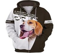 famesale Si Usted No Tiene Uno Nunca Entenderé Beagle 3D Impreso Cremallera Sudadera con Capucha Hombres Mujeres Pullover Zip Sudadera Casual Streetwear Chándal