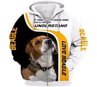 famesale Si Usted No Tiene Uno Nunca Entenderé Beagle 3D Impreso Cremallera Sudadera con Capucha Hombres Mujeres Pullover Zip Sudadera Casual Streetwear Chándal
