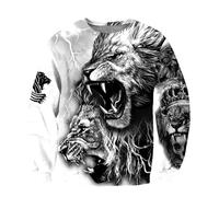 famesale Sudadera con Capucha de otoño para Hombre con Estampado 3D de león y Jesús Chaqueta Unisex con Cremallera Estilo Urbano Informal