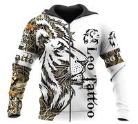 famesale Sudadera con Capucha de otoño para Hombre con Estampado 3D de león y Jesús Chaqueta Unisex con Cremallera Estilo Urbano Informal