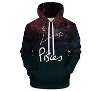 famesale Sudadera con Capucha Unisex Galaxy Zodiac Gemini/Pisces/Taurus/Virgo/Aries Constellation 3D Printed Hoody Sweatshirt Fashion Casual Pullover con Bolsillo para Hombre y Mujer