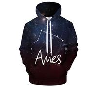 famesale Sudadera con Capucha Unisex Galaxy Zodiac Gemini/Pisces/Taurus/Virgo/Aries Constellation 3D Printed Hoody Sweatshirt Fashion Casual Pullover con Bolsillo para Hombre y Mujer