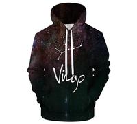 famesale Sudadera con Capucha Unisex Galaxy Zodiac Gemini/Pisces/Taurus/Virgo/Aries Constellation 3D Printed Hoody Sweatshirt Fashion Casual Pullover con Bolsillo para Hombre y Mujer