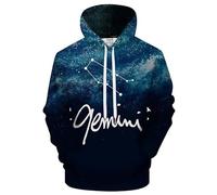 famesale Sudadera con Capucha Unisex Galaxy Zodiac Gemini/Pisces/Taurus/Virgo/Aries Constellation 3D Printed Hoody Sweatshirt Fashion Casual Pullover con Bolsillo para Hombre y Mujer