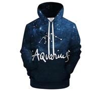 famesale Sudadera con Capucha Unisex Galaxy Zodiac Gemini/Pisces/Taurus/Virgo/Aries Constellation 3D Printed Hoody Sweatshirt Fashion Casual Pullover con Bolsillo para Hombre y Mujer