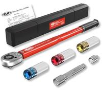 FAMEX 10886-3-RS Llave dinamométrica 1/2" (12,5 mm) 30-210 Nm - Incluye extensión 3 llaves de vaso/insertos protectores para llantas de aleación - para coche, moto, SUV Van