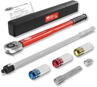 FAMEX 10914 - Juego de llaves dinamométricas de 1/2" (12,5 mm, 30-210 Nm, para cambio de neumáticos, incluye 3 llaves de vaso y llave articulada de 60 cm, 630 Nm, alargador, juego de cambio de ruedas)