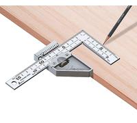FAMEX 12485 Shinwa 12512 - Escuadra de carpintero (15 x 7,5 mm, incluye tope de metal, ángulo de medición, fabricado en Japón)