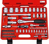 FAMEX 580-16 Juego de llaves de vaso mecánicas con carraca de dentado fino de 108 dientes, caja de carraca profesional, mecanismo de bloqueo, insertos de puntas