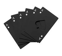 Famgee - Abridor de botellas de vino (acero inoxidable, tamaño de tarjeta de crédito, abrebotellas de cerveza, abrebotellas de casino, regalos de dama de honor, 6 piezas (negro)