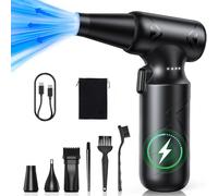 Famgoods Soplador de Aire Potente Eléctrico,150000 RPM Aire Comprimido Limpieza PC,6000mAh Soplador Bateria con Luz Led,3 Velocidades Mini Soplador Aire,Carga Rápida,Soplador de Polvo Para PC,Teclado