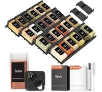 Famhap 24 Especiero de Cajón Con 24 Botes Especias, piezas Bandeja para Cajones de Cocina, Cajón para Especias Colocable para Frascos de Especias