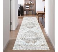 Famibay Alfombra de Pasillo Antideslizante Alfombrillas de Pasillo 65 x 240 cm de Largo Lavable Beige Marrón Vintage Alfombras de Suelo para Cocina Pasillo para Entradas Dormitorio Lavandería