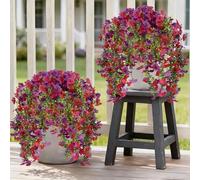 Famibay Camino de mesa de plantas artificiales de color rojo violeta y rosa artificial para colgar hojas de vid para boda, arco de pared, decoración del hogar (4 piezas)