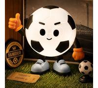 FAMIDUO Luz de Noche Fútbol, Lámpara Infantil de Silicona Blanca y Negra con Diseño de Niño Futbolista, Luz Cálida Regulable y RGB, Temporizador 15/30/60 Min, Regalo Original para Niños y Fans