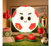 FAMIDUO Luz de Noche Fútbol, Lámpara Infantil Niño Futbolista con Dorsal 7 Rojo Verde, Silicona Sin BPA, Control Táctil Luz Cálida y RGB, Temporizador 15/30/60 Min, Regalo Original para Niños y Fans