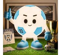 FAMIDUO Luz de Noche Fútbol para Niños, Lámpara Infantil de Silicona con Diseño de Niño Futbolista N.º 10, Luz Cálida y RGB Regulable, Temporizador 15/30/60 min, Regalo Original para Niños y Fans