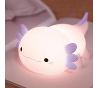 FAMIDUO Luz Nocturna Bebe Axolotl, Luz Infantil Nocturna LED Recargable Táctil de Silicona con 20 Minutos Temporizador, Kawaii Lampara Bebe Noche 2 Modos de Atenuación, Buen Regalo para Niños, Niñas