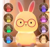 FAMIDUO Luz Nocturna Bebe Conejo, Luz Nocturna Infantil de Silicona con Control Táctil, LED Recargable Lampara Bebe Noche con 3 Modos Brillo, Decoración para Dormitorio, Regalo para Bebés y Niños