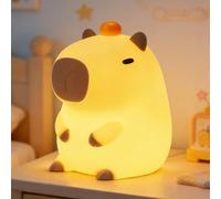 FAMIDUO Luz Nocturna Infantil Capybara, Luz Bebe Nocturna USB Recargables con Control Táctil, Lampara Bebe Noche de Silicona, Ajuste de Brillo, Lampara Quitamiedos Infantil Ideal para Niños y Bebés