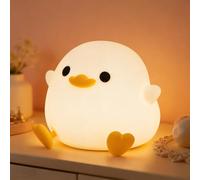 FAMIDUO Luz Nocturna Infantil, DoDo Pato Lampara Bebe Noche Silicona,USB Recargable LED Táctil Lámpara,Brillo Ajustable y Temporizador luz bebe nocturna,Regalos de Cumpleaños Navidad para niños/bebés