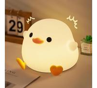 FAMIDUO Luz Nocturna Infantil, DoDo Pato Silicona Lámpara,USB Recargable LED Táctil Lámpara, Brillo Ajustable y Temporizador Luz de Noche para Niños,Regalos de Cumpleaños Navidad para niños/bebés