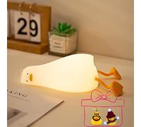 FAMIDUO Luz Nocturna Infantil, Pato Silicona Lámpara con Pato regalo,USB Recargable LED Táctil Lámpara, Brillo Ajustable y Temporizador Luz de Noche para Niños,Regalos de Cumpleaños Navidad para niños