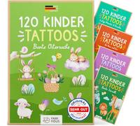 Famifidus 120 tatuajes respetuosos con la piel para niños mayores de 3 años I Dermatológicamente MUY BUENOS I Kit de tatuaje para niños Dinos I Tatuaje para niños (Semana Santa)