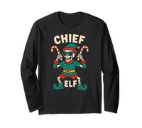 Familia a Juego Elf Chief Elf Fun Mens Christmas Group Manga Larga