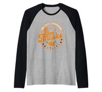 Familia Acción de Gracias Pavo En Todas Las Cosas Da Gracias Familia Camiseta Manga Raglan